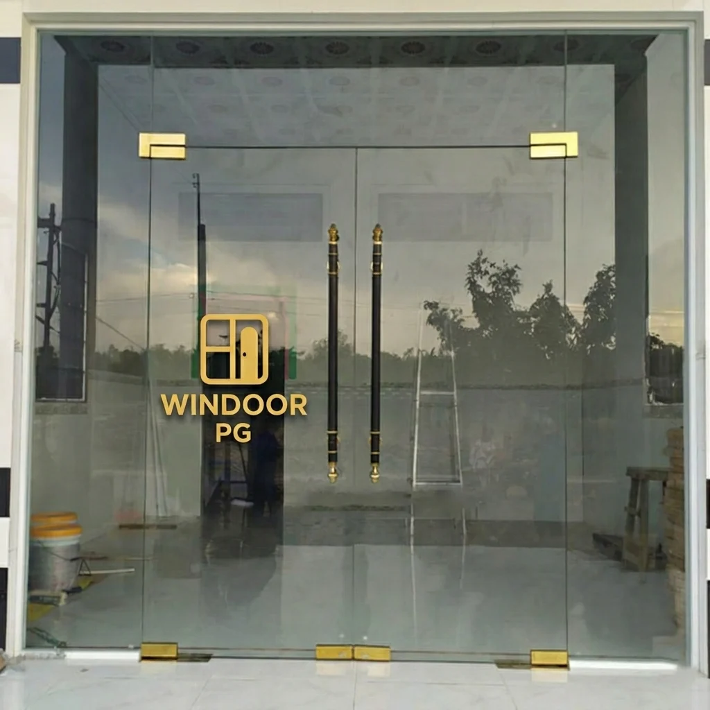 Cửa kính cường lực bản lề sàn